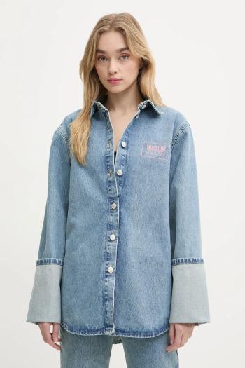 Rifľová košeľa Moschino Jeans dámska, voľný strih, s klasickým golierom, 0216 3217