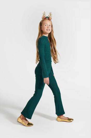 Detské legíny Coccodrillo zelená farba, jednofarebné, ELEGANT JUNIOR GIRL