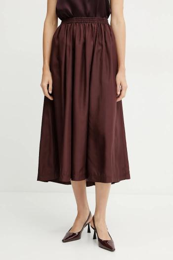 Hodvábna sukňa Forte Forte bordová farba, midi, áčkový strih, 9930 my skirt
