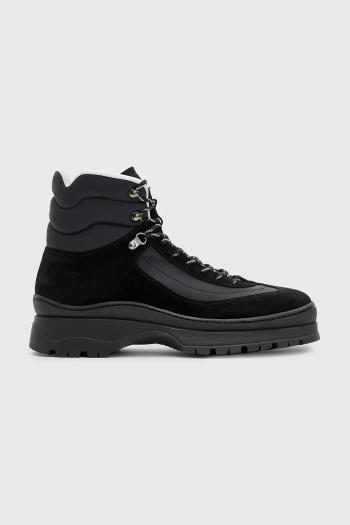 Členkové topánky AllSaints Lucas Suede Hiker pánske, čierna farba, M023FB