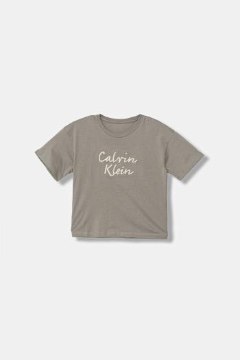 Detské bavlnené tričko Calvin Klein Jeans šedá farba, IG0IG02973