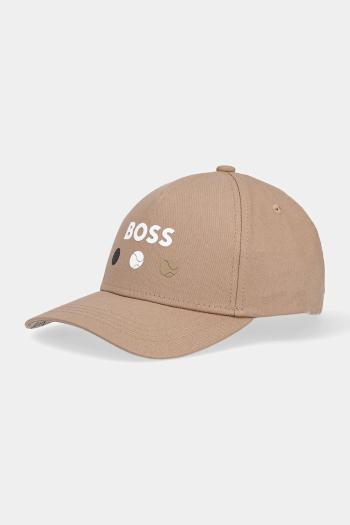 Bavlnená šiltovka BOSS Green béžová farba, s potlačou, 50546273