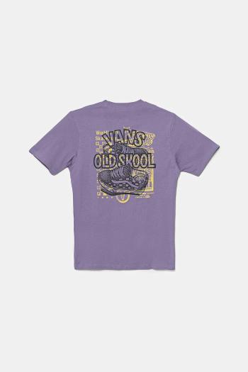 Detské bavlnené tričko Vans Old Skool fialová farba, s potlačou, VN000MKU6PH1
