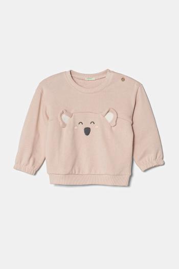 Detská mikina United Colors of Benetton béžová farba, s nášivkou, 3J70A1061