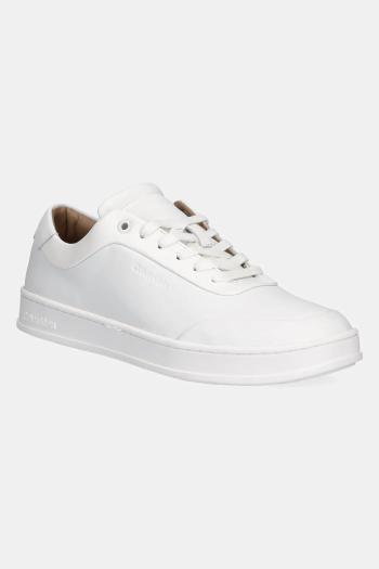 Kožené tenisky Calvin Klein LOW TOP LACE UP OXFORD RUBB LTH biela farba, HM0HM01708