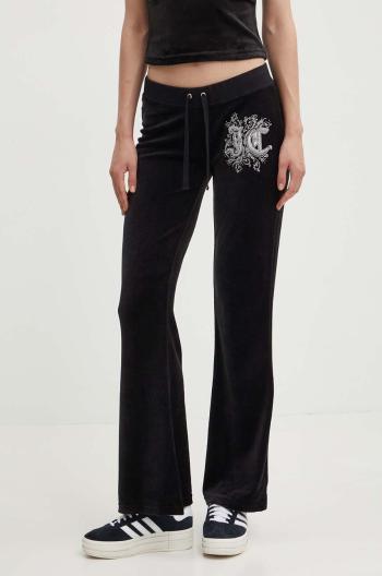 Velúrové tepláky Juicy Couture RENAISSANCE CAISA LOW RISE PANT čierna farba, s nášivkou, JCGBJ224002