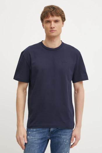Bavlnené tričko Calvin Klein pánsky, tmavomodrá farba, jednofarebný
