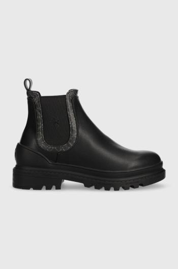 Členkové topánky U.S. Polo Assn. BRUNA dámske, čierna farba, na plochom podpätku, BRUNA012W/CY1