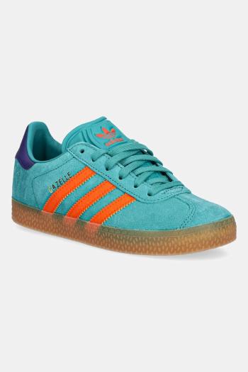 Detské semišové tenisky adidas Originals GAZELLE zelená farba, JR5946