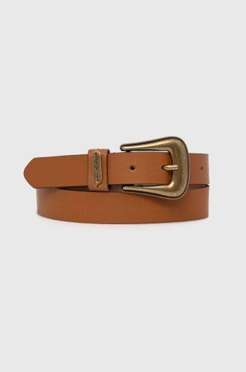 Kožený opasok Pepe Jeans MILDRED BELT dámsky, hnedá farba, PL020852