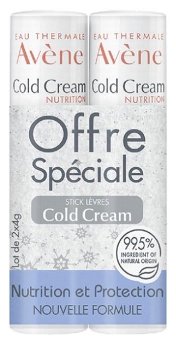 Avène Súprava vyživujúcich balzamov na pery Cold Cream 2 x 4 g