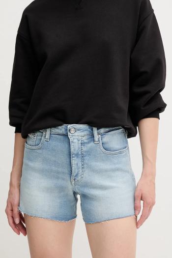 Rifľové krátke nohavice Calvin Klein Jeans jednofarebná, vysoký pás, J20J225158