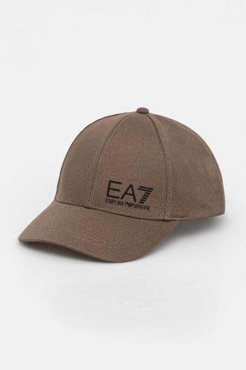 Bavlnená šiltovka EA7 Emporio Armani hnedá farba, s potlačou, AF11989.7X000005