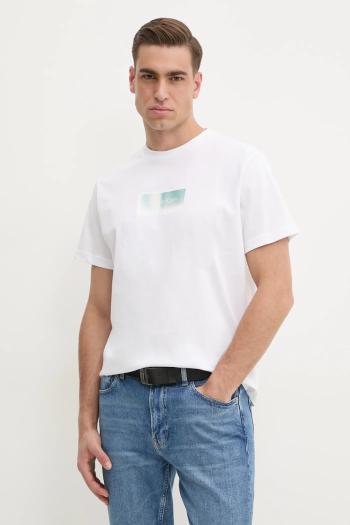 Bavlnené tričko Calvin Klein pánske, biela farba, s potlačou, K10K114174