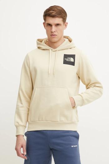 Mikina The North Face Fine pánska, béžová farba, s kapucňou, s potlačou, NF0A89EU3X41
