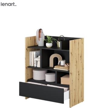 Dig-net nábytok Regál Lenart BED CONCEPT BC-25 | dub artisan / čierna