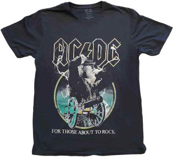 AC/DC Tričko For Those About To Rock Yellow Outlines Unisex Black 2XL