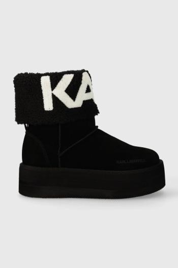 Semišové snehule Karl Lagerfeld THERMO čierna farba, KL48552