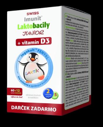 SWISS Imunit Laktobacily Junior + vitamín D3 72 tabliet