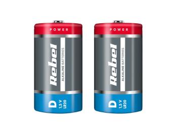Batéria D (R20) alkalická REBEL Alkaline 2ks / shrink BAT0064