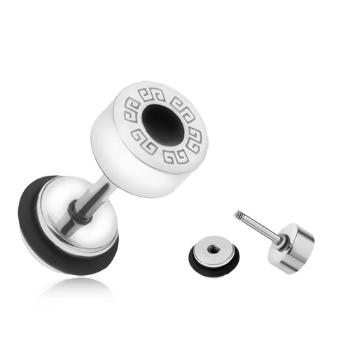 Okrúhly falošný plug do ucha z ocele, grécky kľúč, čierny kruh, 6 mm