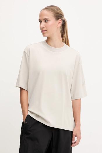 Bavlnené tričko adidas Essentials dámske, béžová farba, JE0001