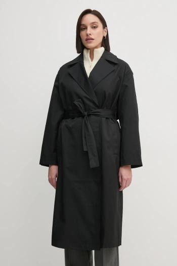 Trenčkot Calvin Klein dámsky, čierna farba, prechodný, oversize, 00040WL546
