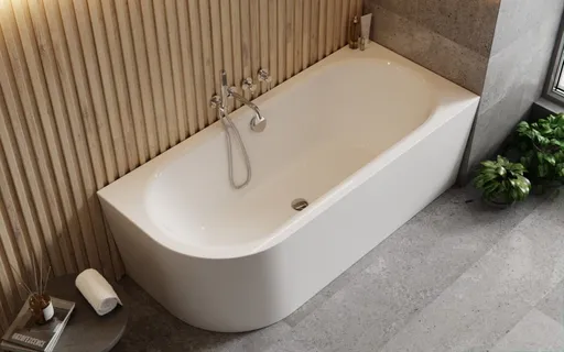 BESCO - Voľne stojaca vaňa AVITA A-LINE biela, sifón s napúšťaním prepadom - Farba sifónu - Zlatá, Rozmer vane - 170 × 75 cm, Spôsob prevedenia - Pravé VANAVITAL17PZN