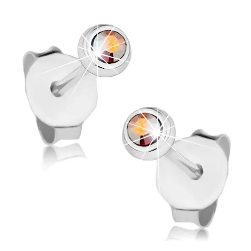 Náušnice zo striebra 925, malý dúhový Swarovski krištálik v lesklej objímke