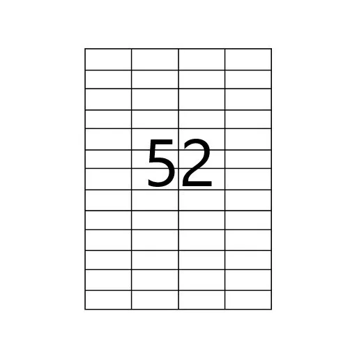 Samolepiace etikety 52,5 x 21,2 mm, 52 etikiet, A4, 100 listov