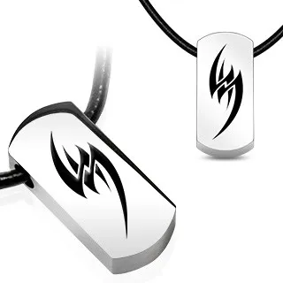 Náhrdelník na gumenej šnúrke - oceľový tribal symbol