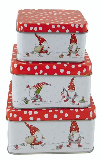 MAKRO - Dóza vianočná stvorcova 3ks, 12x7cm, 11x6,5cm, 9,5x5cm