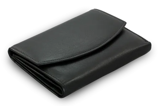 Čierna dámska kožená peňaženka s dvoma poklopami 511-4124-60