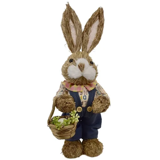 Veľkonočný zajačik zo slamy s košíkom, 13 x 33 x 11 cm