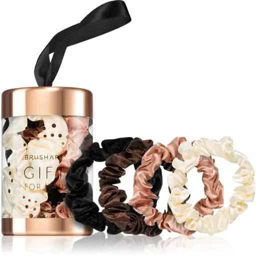 BrushArt Gift for You Slim satin scrunchie set gumičky do vlasov Black