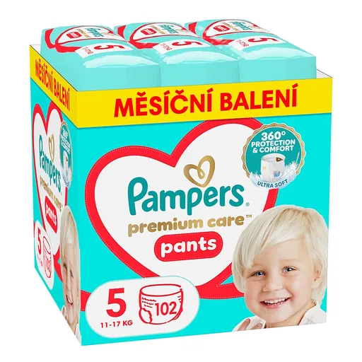 PAMPERS Premium Care veľ. 5 plienkové nohavičky 12-17 kg 102 ks