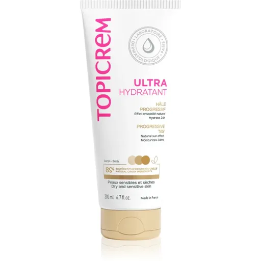 Topicrem UH BODY Ultra-Moisturizing Progressive Tan hydratačné samoopaľovacie mlieko pre suchú a citlivú pokožku 200 ml