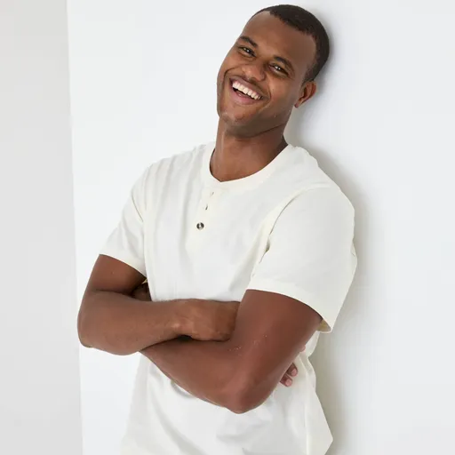 Tričko Henley z bio bavlny s gombíkovou légou