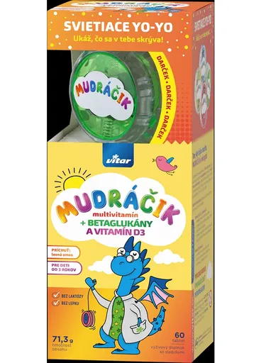 VITAR MUDRÁČIK multivitamín+ betaglukány a vitamín D3 + darček 60 tabliet