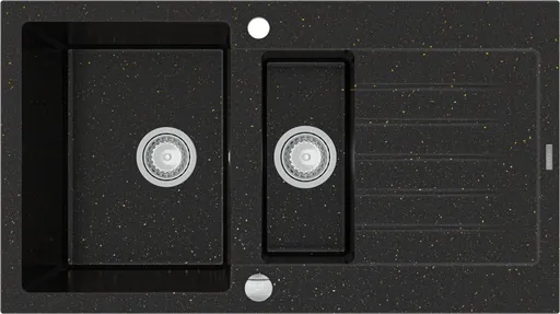 MEXEN MEXEN - Matias žula drez 1,5-misa drez s vypúšťaním krátky odkvapkávač 900x505 mm, čierna / kovové zlato 6502901505-75