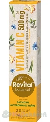 Revital Botanicals Vitamín C 500 mg s príchuťou zázvoru a citrónovej trávy 20 šumivých tabliet