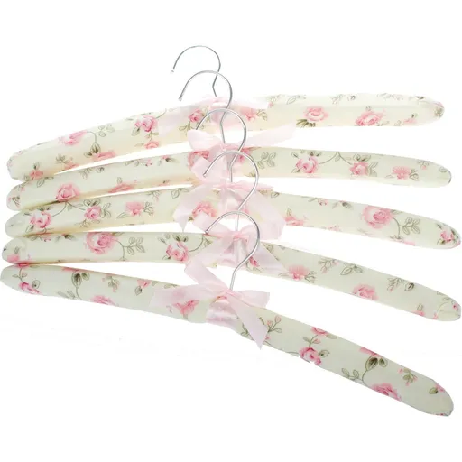 Set 5 textilných vešiakov Kvety, ružová