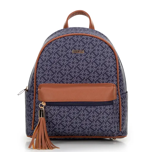 Granátový batoh z ekokože s ozdobným strapcom pre štýlový doplnok, 99-4Y-523-7.