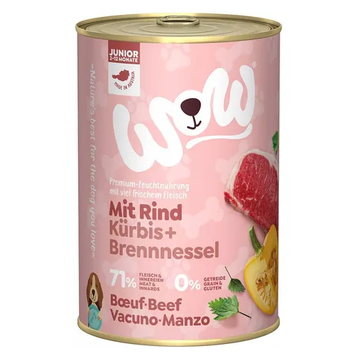 WOW Hovädzie s tekvicou junior konzerva pre šteňatá a rastúcich psov 400 g