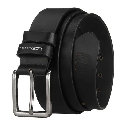Pánsky čierny kožený opasok s klasickou prackou – Peterson