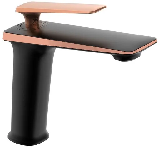 MEXEN - Purus umývadlová batéria, čierna/ružové zlato 745800-76