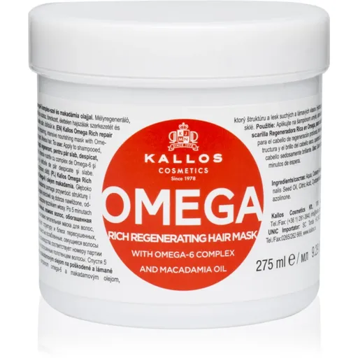 Kallos KJMN Professional Omega vyživujúca maska na vlasy s omega-6 komplexom a makadamia olejom 275 ml