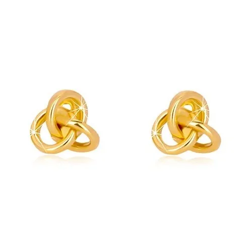 Zlaté náušnice 585 uzol z troch prepletených obručí