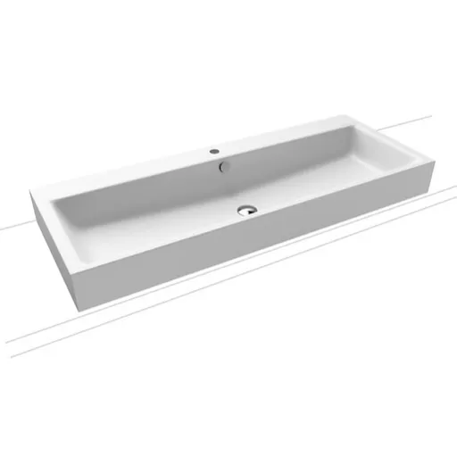Kaldewei Puro umyvadlo na desku 3168 120x46 cm alpská bílá otvor pro baterii uprostřed 907006013001
