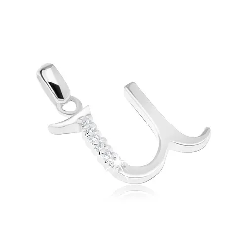 Prívesok zo striebra 925, písmeno U zdobené zirkónikmi čírej farby